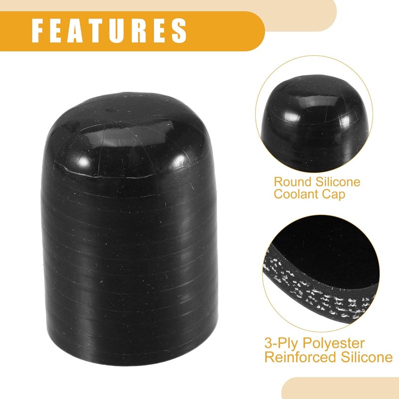 Partuto 1Pc 35mm 1.38" ID Universal Silicone Coolant Cap Intake Vacuum Hose End Plug - Car for Coolant Heater Bypass Vacuum Water Port - Silicone Black - Image 5